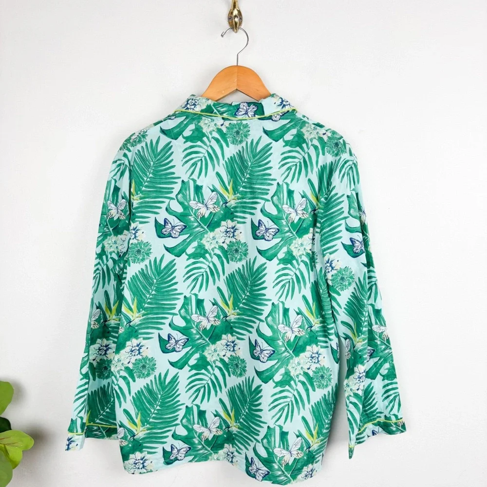 The Mahogany Store Green Leaf Print Cotton Pajama Set - Picture 3 of 10